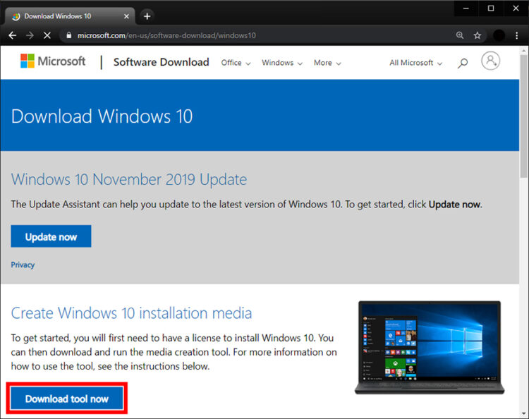 Create a Windows 10 Bootable USB