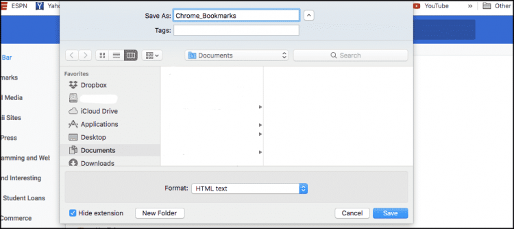 Bookmarks in Google Chrome