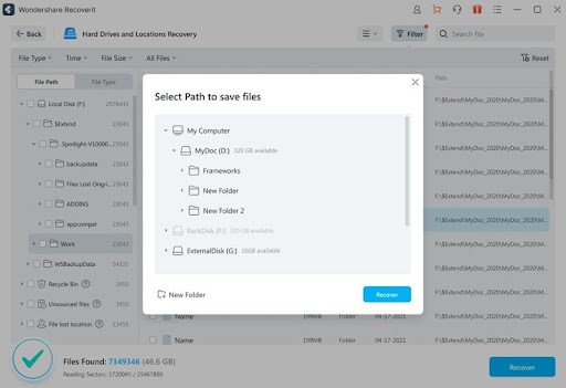 save recovered files